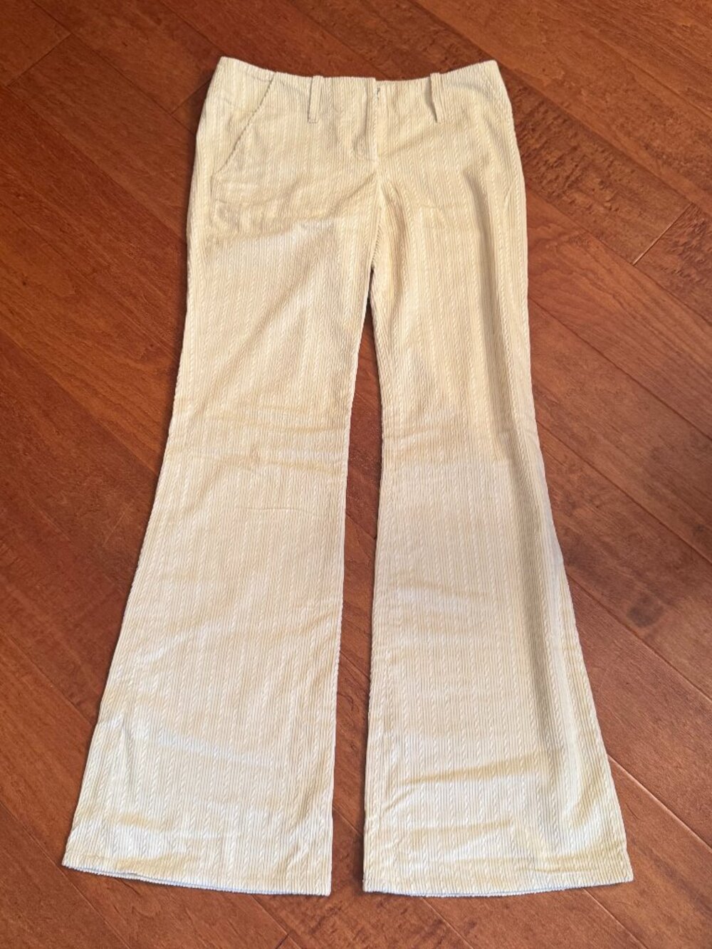 Low Rise, Flare Leg, Cream Corduroy Pants